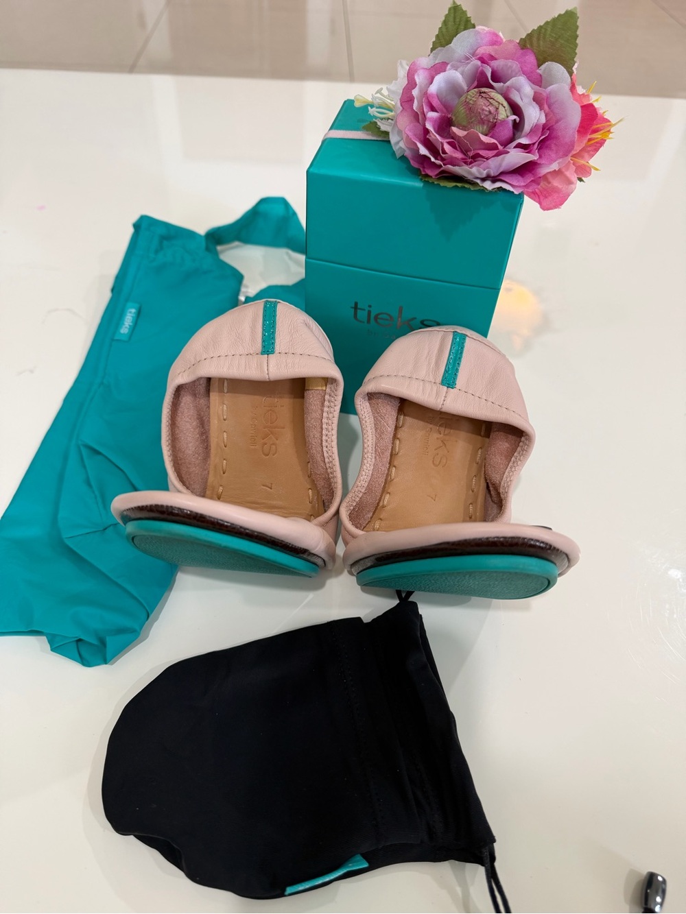 Tieks Ballerina Pink Size 7 Like New Full Set Flats